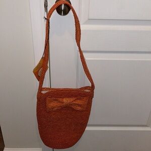 CHRISTIAN DIOR perfumes orange straw Lined bag